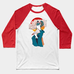 Geisha with fan and cherry tree Baseball T-Shirt